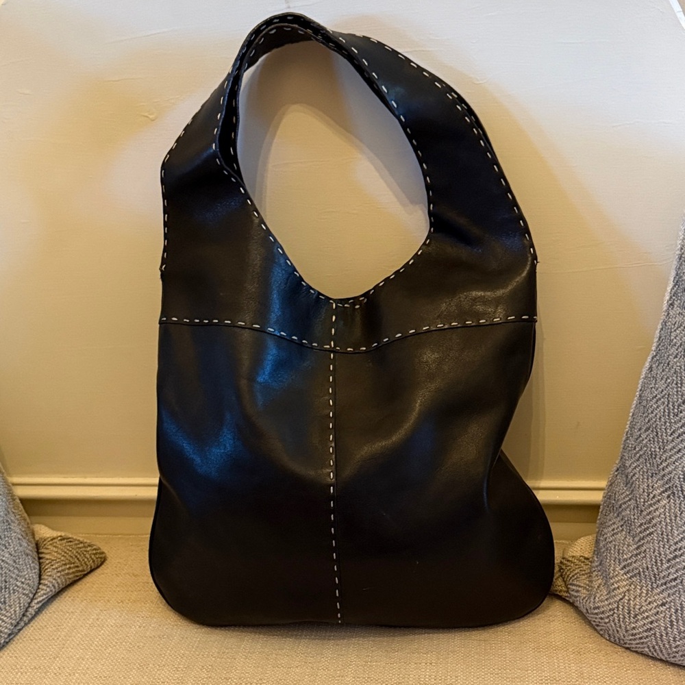 Elegant Black Leather Tote Bag